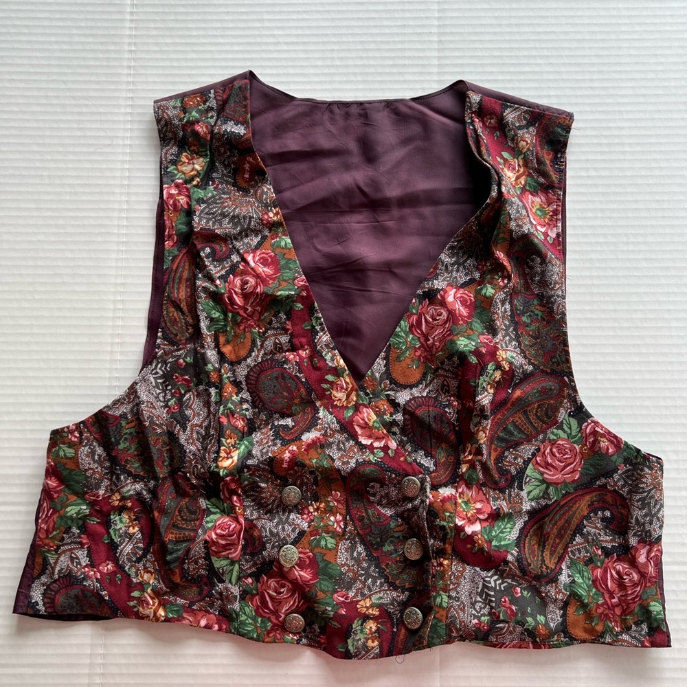 Vintage 1990s R J Steven flowered vest, size 18